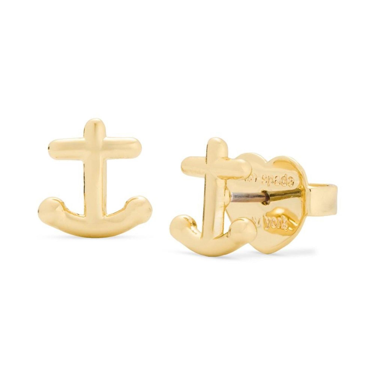 Gold-Tone Away We Go Polished Anchor Stud Earrings