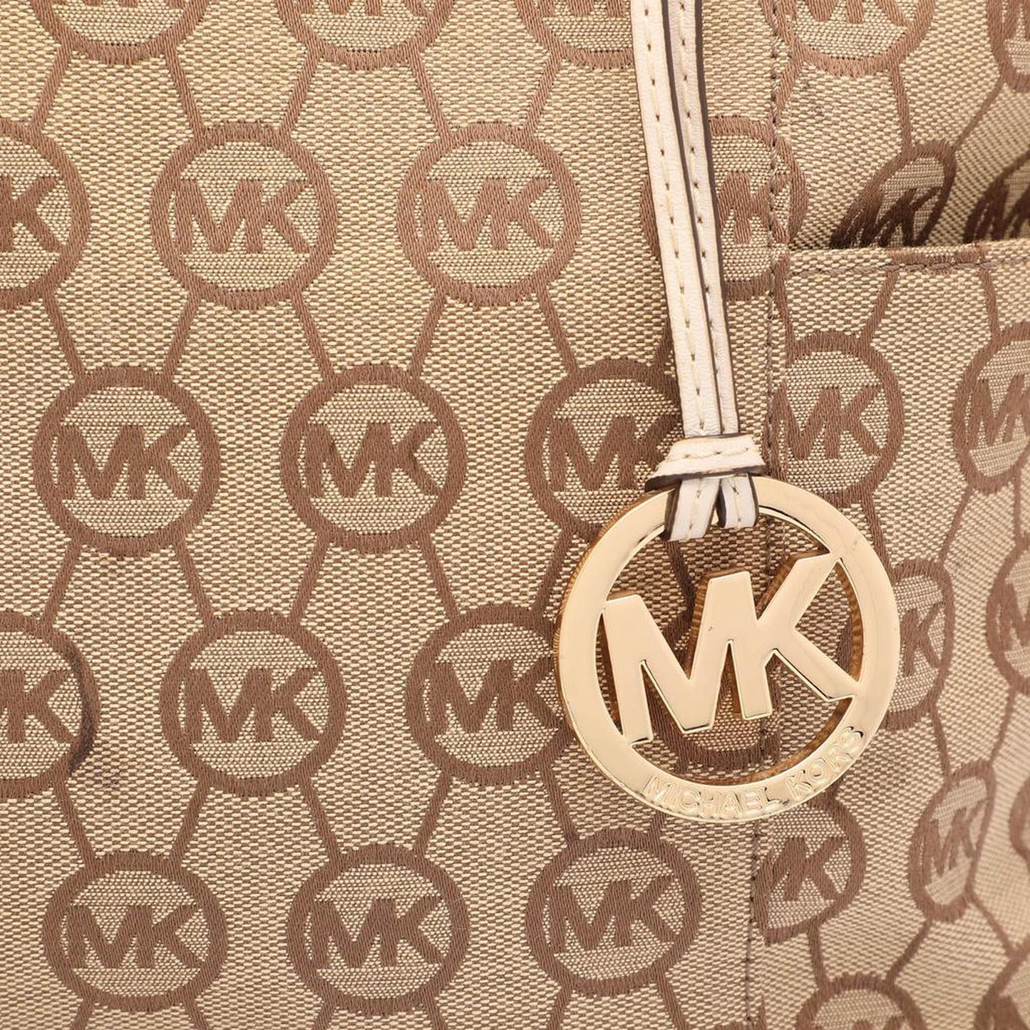 Michael Kors Beige/brown Signature Canvas Jet Set Tote