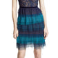 Tiered Ruffle Short Sleeve Cocktail Dress With Tie In Blues