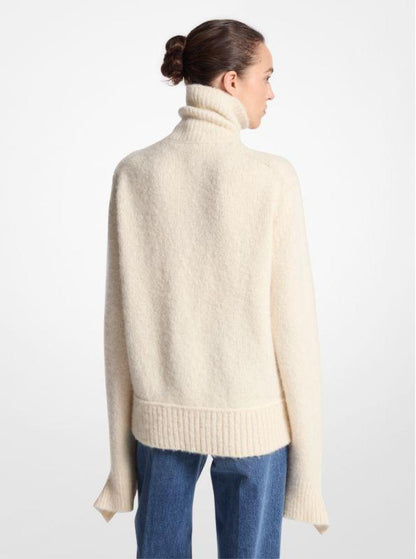 Alpaca and Cashmere Blend Deconstructed Turtleneck Sweater