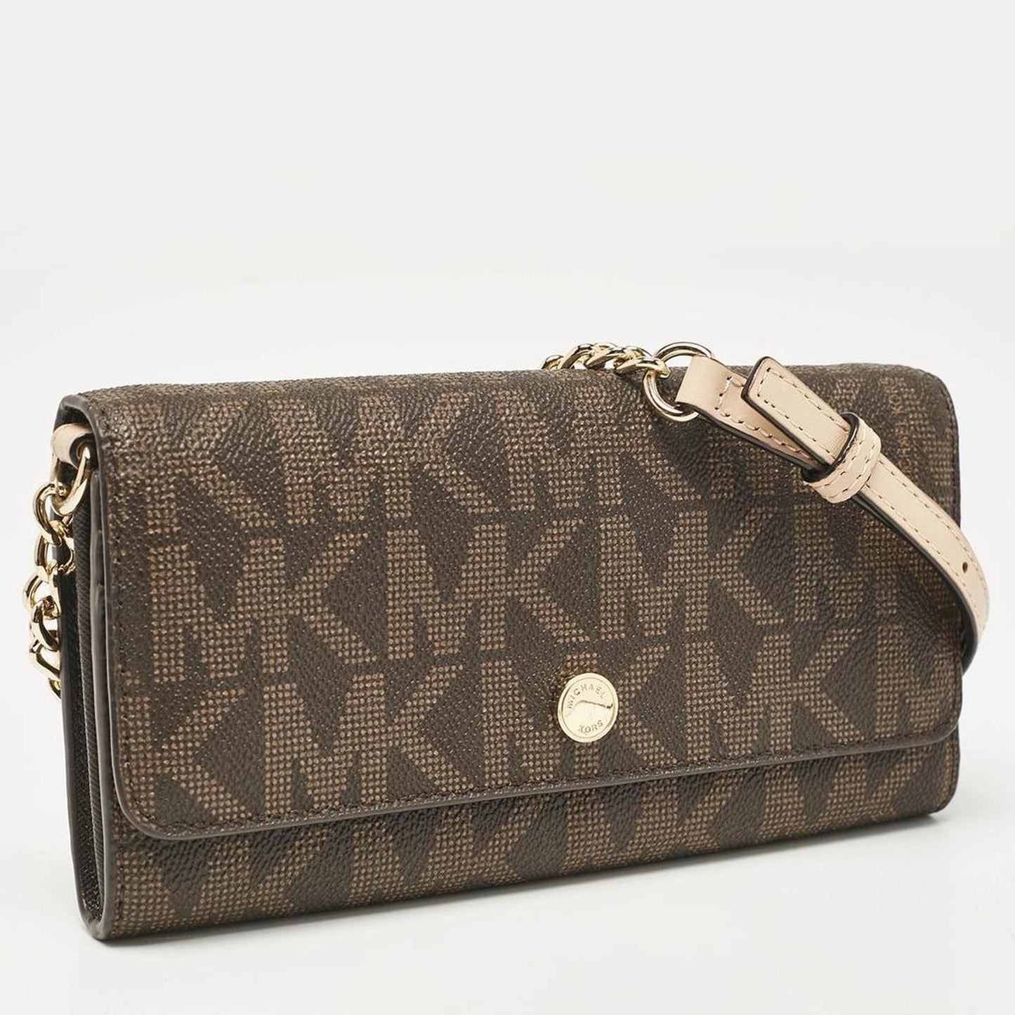 Dark Brown Signature Coated Canvas Jet Set Wallet On Chain