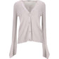 Max Mara Ribbed Knit Cardigan in Ecru Viscose