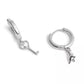 Rhodium Signature Mini Rexy Charm Mismatch Huggies Earrings