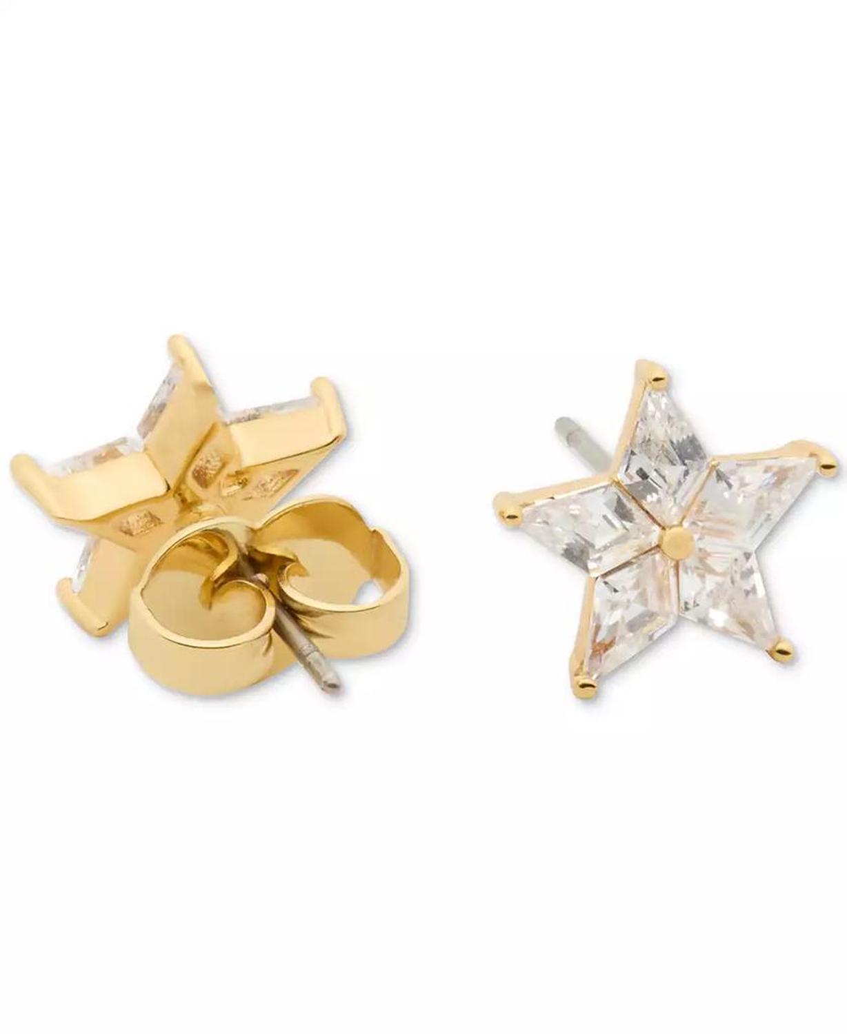 COSMOS Gold-Tone Cubic Zirconia Star Stud Earrings