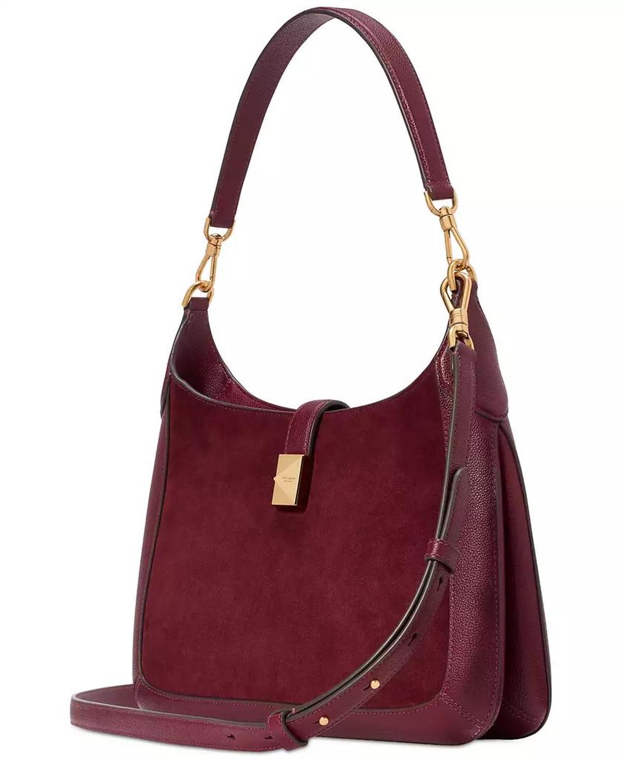 Deco Pebbled Leather & Suede Hobo Bag