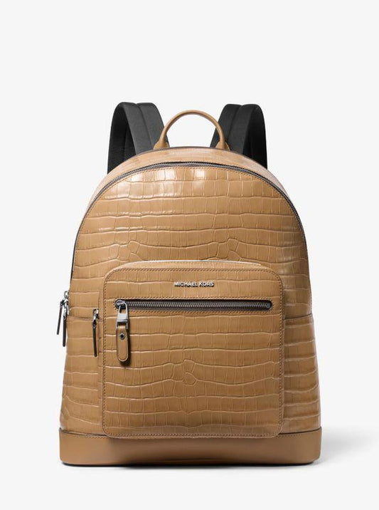 Hudson Crocodile Embossed Leather Commuter Backpack