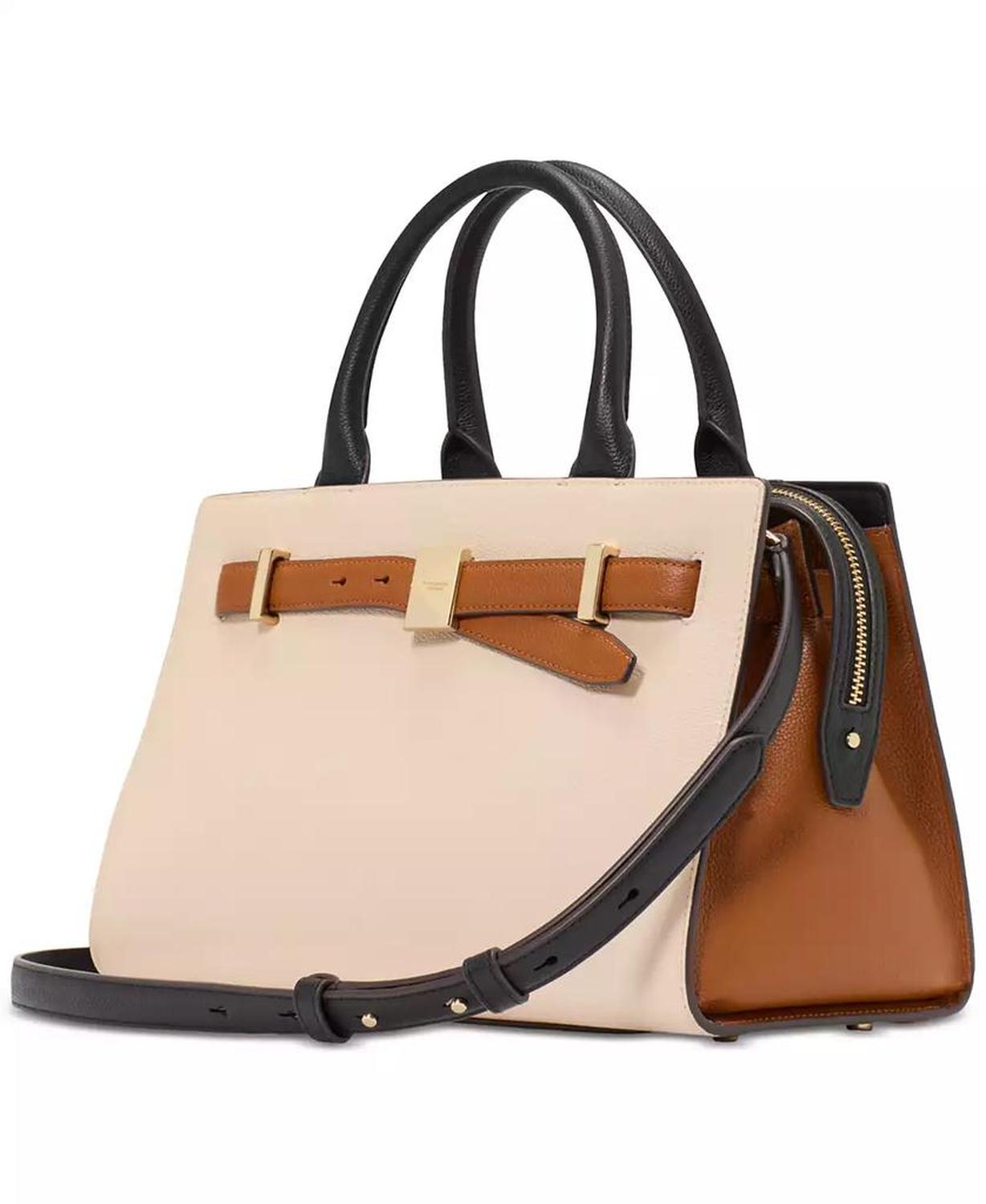 Deco Colorblocked Leather Medium Satchel