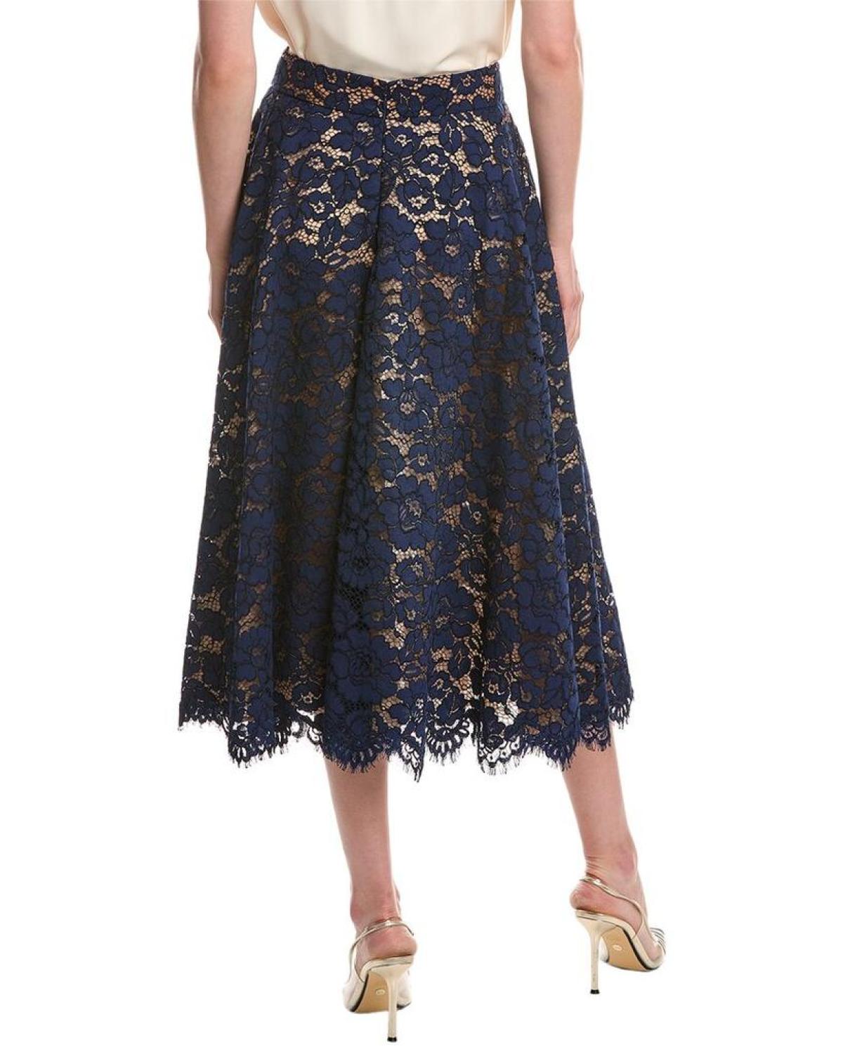 Michael Kors Collection Floral Lace Silk-Lined Circle Skirt