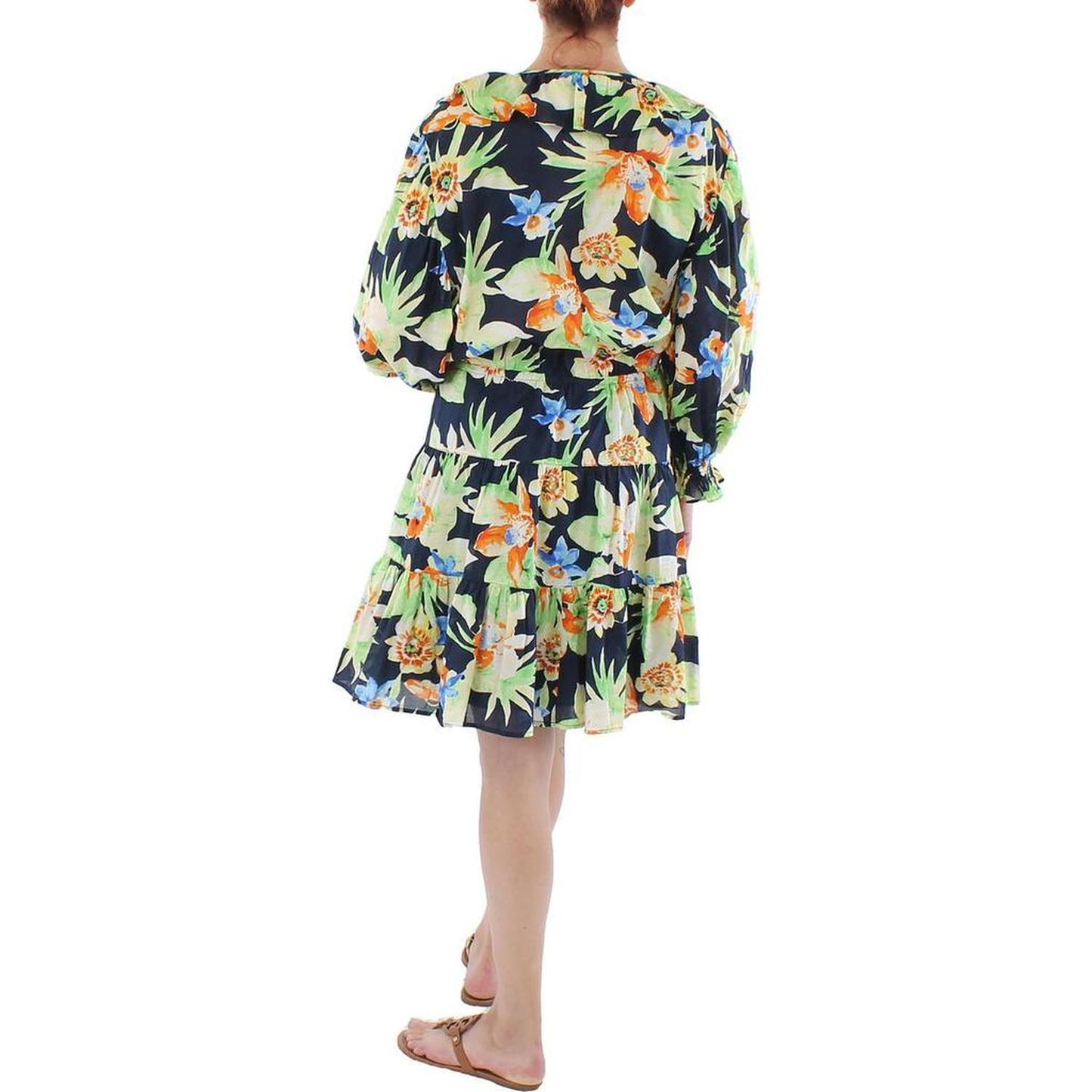 Womens Floral Knee Midi Dress