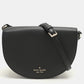 Black Leather Luna Crescent Crossbody Bag