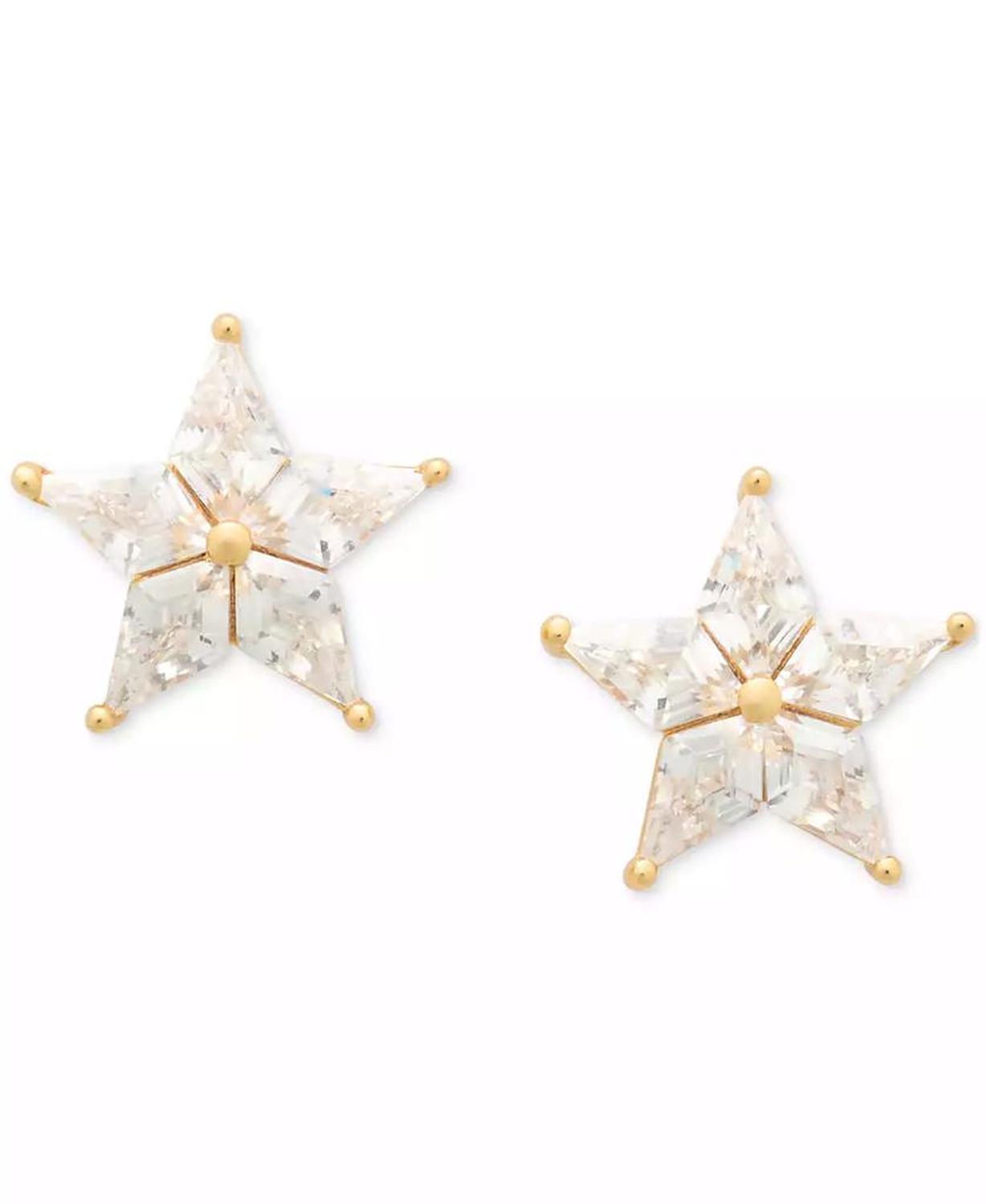 COSMOS Gold-Tone Cubic Zirconia Star Stud Earrings