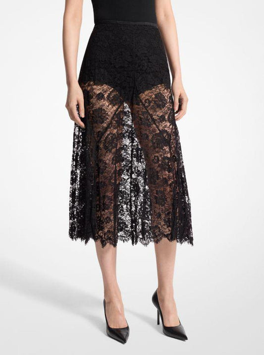 Crushed Floral Lace Skirt