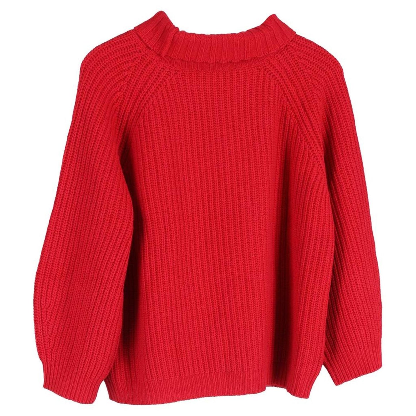 Weekend Knitted Mockneck Sweater in Red Wool