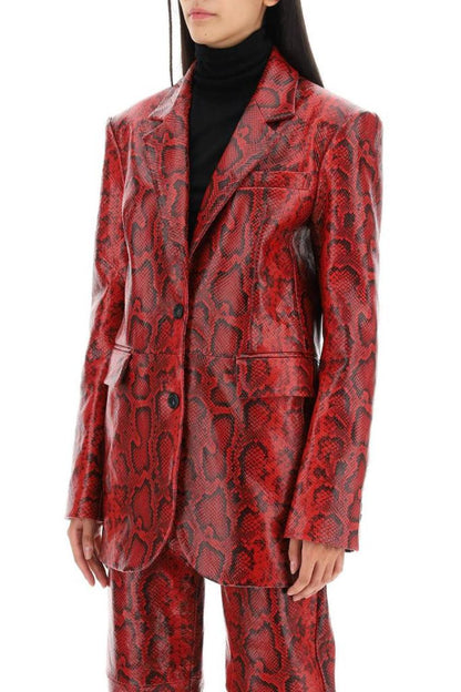 Sportmax Fiorigi Snake-Effect Leather Jacket