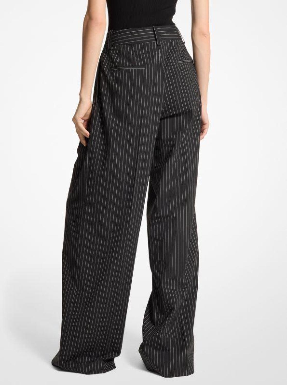 Pinstripe Stretch Wool Trousers