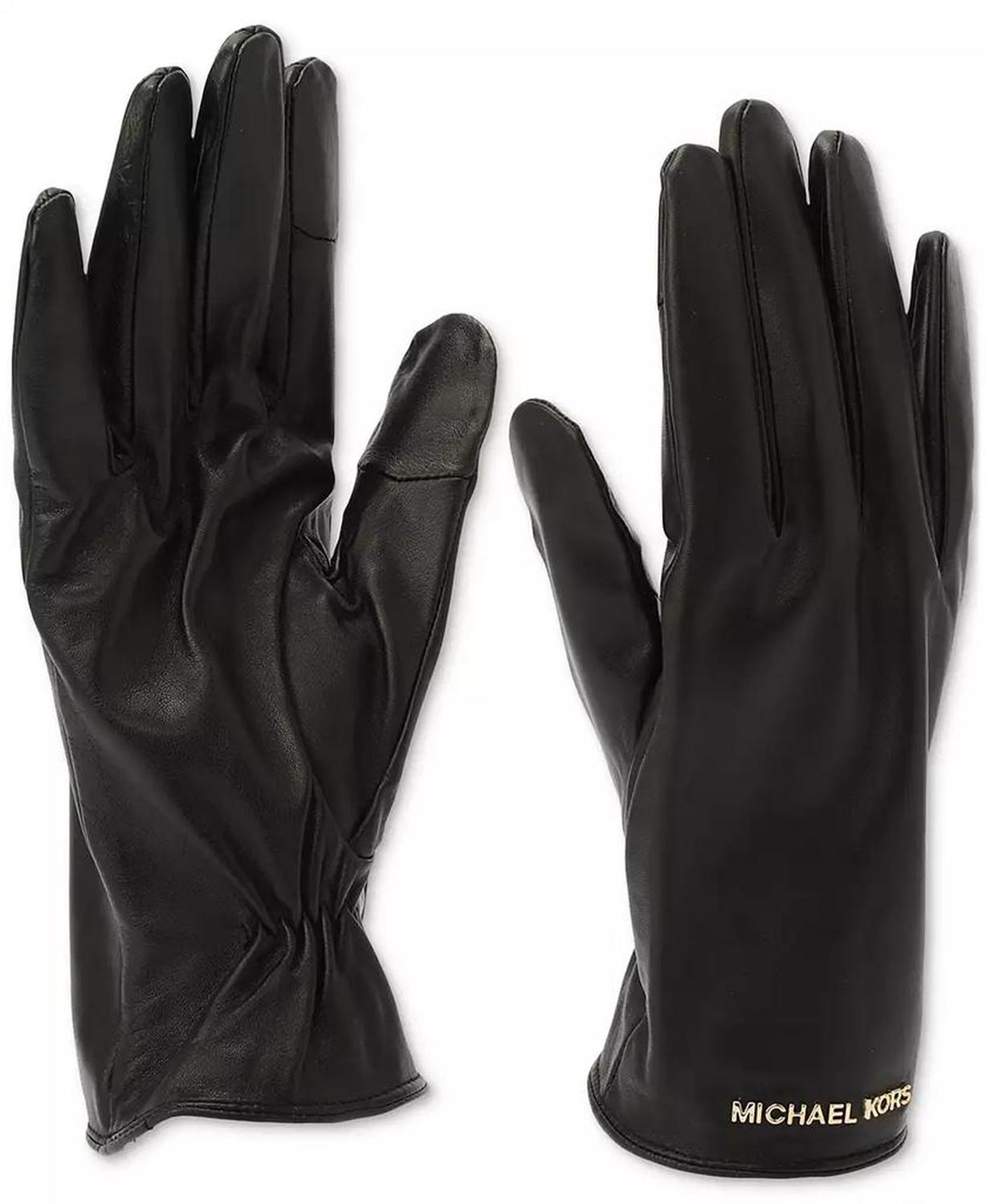 MICHAEL Women's Logo Detail Leather Tech Gloves