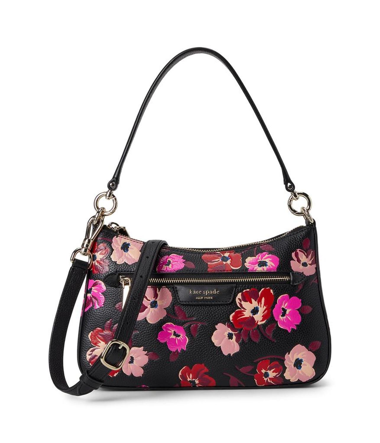 Hudson Fall Poppies Embossed Pebbled Leather Convertible Crossbody