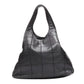 CHANEL black ruthenium CC logo square stitched tassel shoulder hobo bag