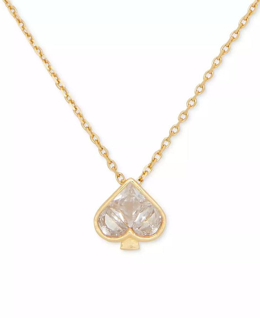 Gold-Tone Cubic Zirconia Spade Mini Pendant Necklace, 16"+ 3" extender