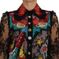 Dolce & Gabbana Floral Lace Embroidered Blouse with Crystals