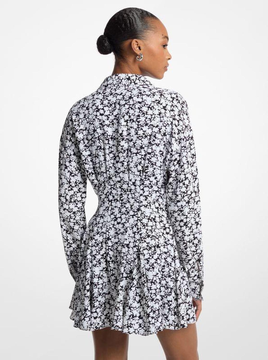 Floral Print Satin Back Crepe Shirtdress