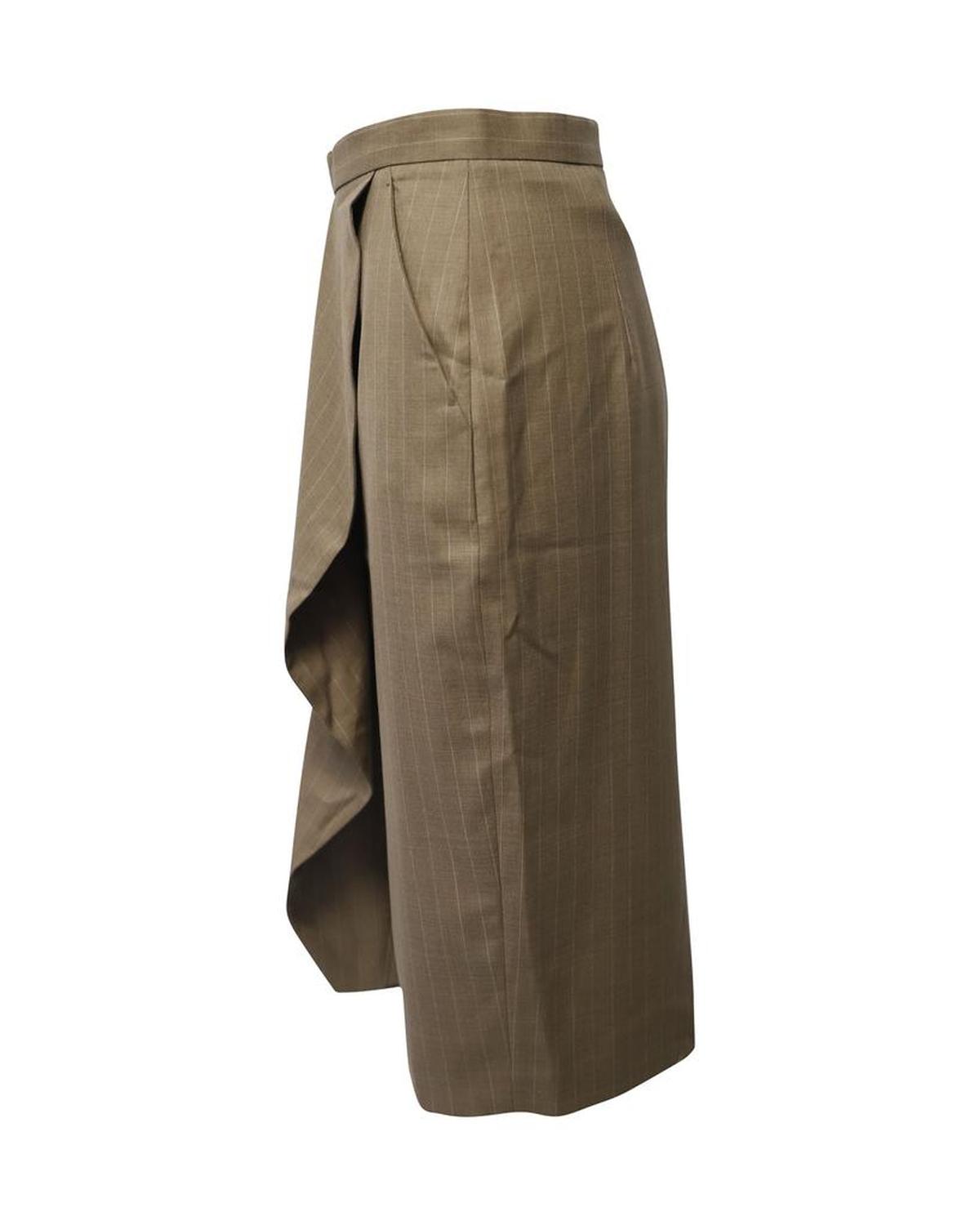 Max Mara Ruffled Pencil Skirt in Brown Wool