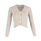 Max Mara Button-Front Cardigan in Beige Wool