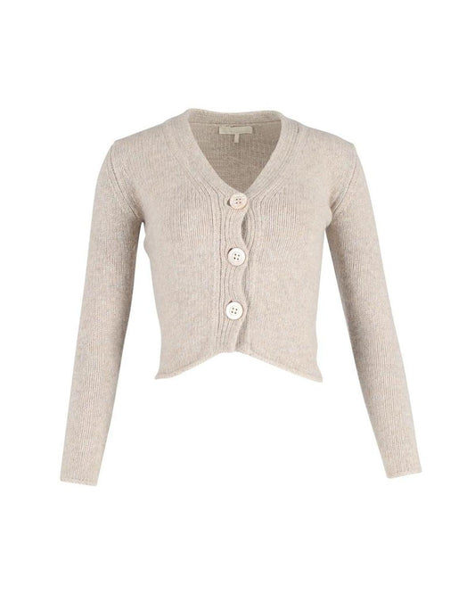 Max Mara Button-Front Cardigan in Beige Wool