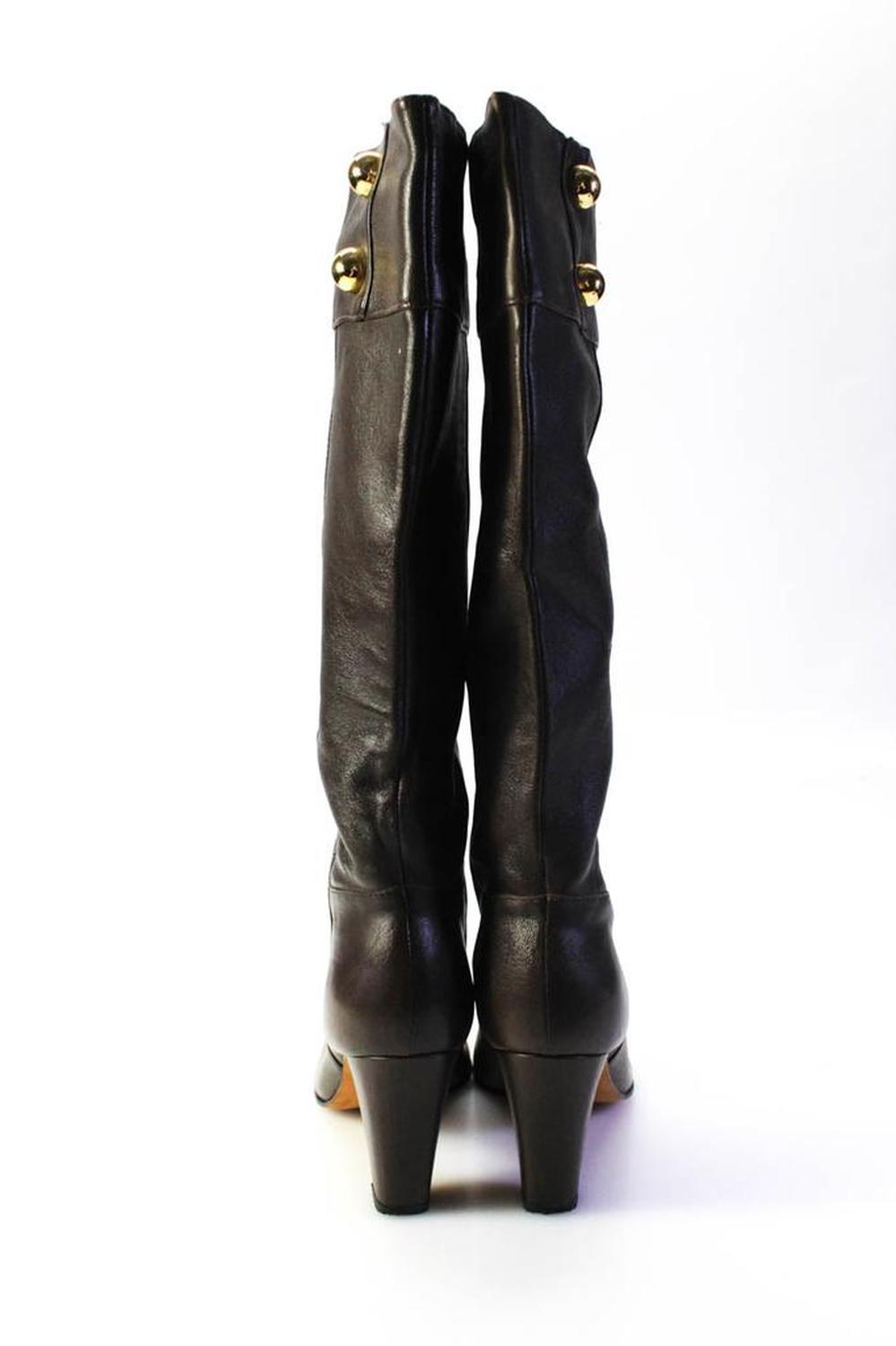 Kate Spade New York Womens Brown Leather Heels Knee High Boots Shoes