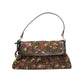 FENDI Chef red rose print brown FF Zucca canvas leather shoulder bag