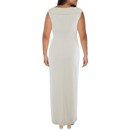 Womens Jersey Off-The-Shoulder Evening Dress