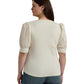 Plus Size Lace-Up Stretch Cotton Puff-Sleeve Top