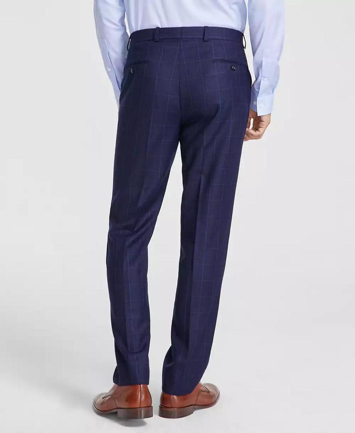 Men's Classic-Fit Wool-Blend Stretch Plaid Suit Separate Pants