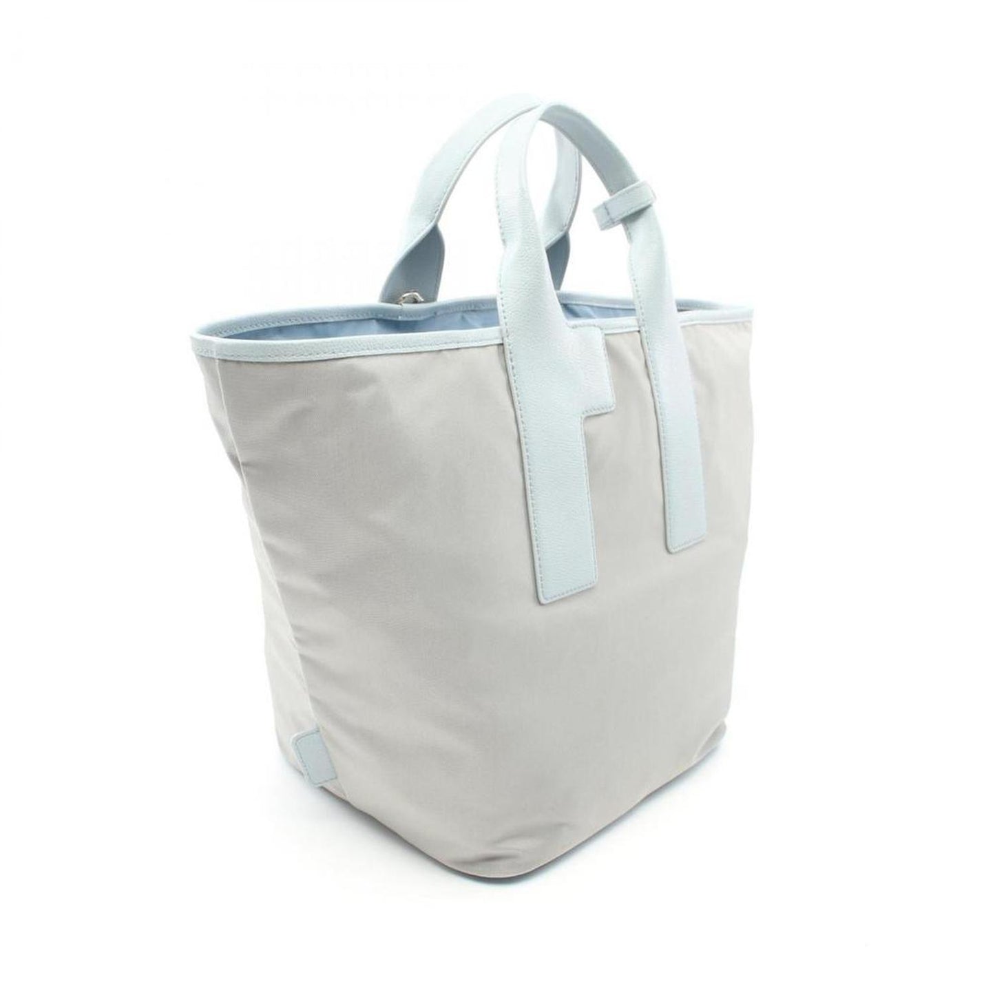 blue  Leather Nylon Canvas Tote Bag