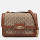 Michael Kors Beige/brown Signature Fabric And Leather Large Heather Shoulder Bag