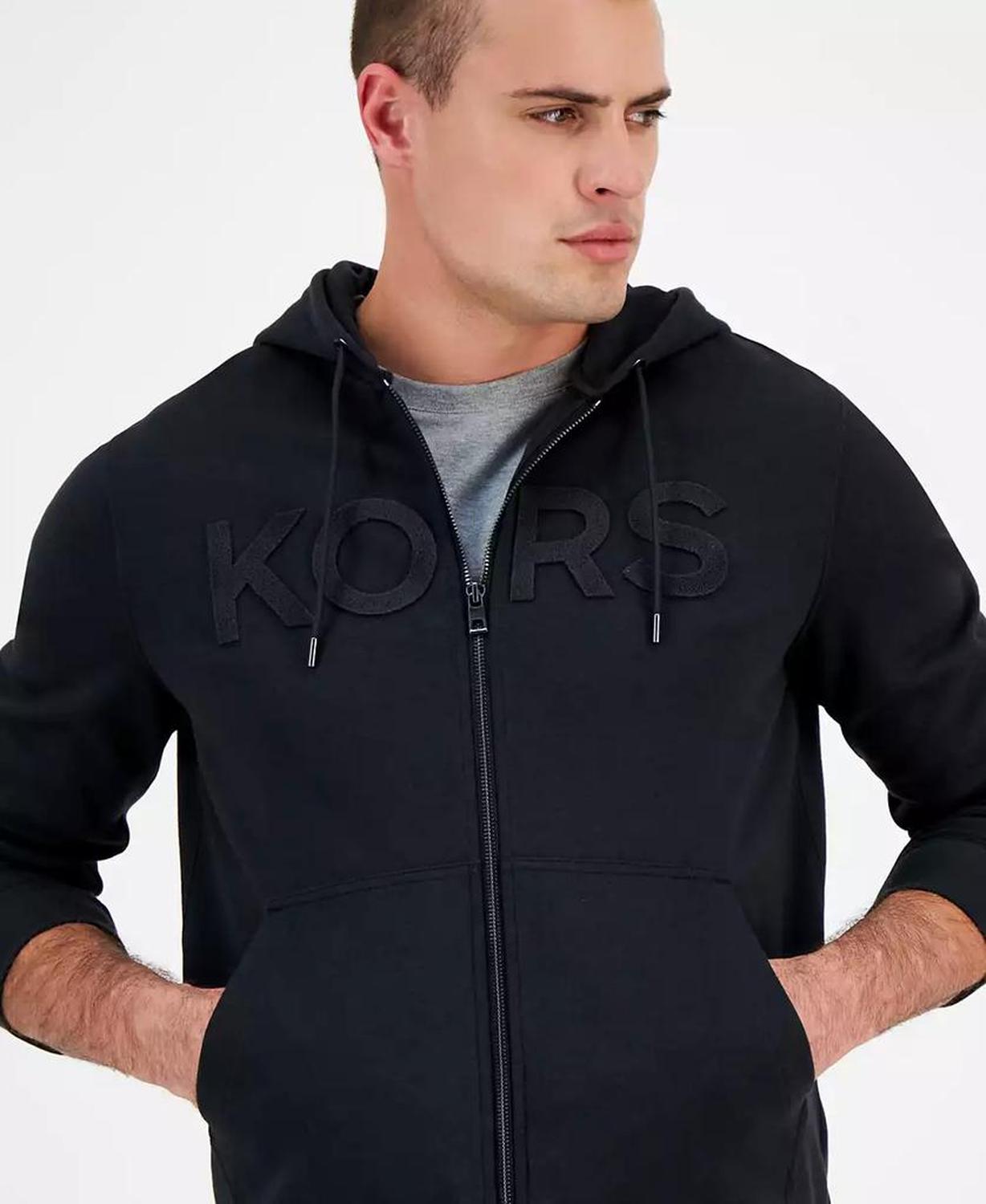 Men's Textured-Logo Zip Hoodie