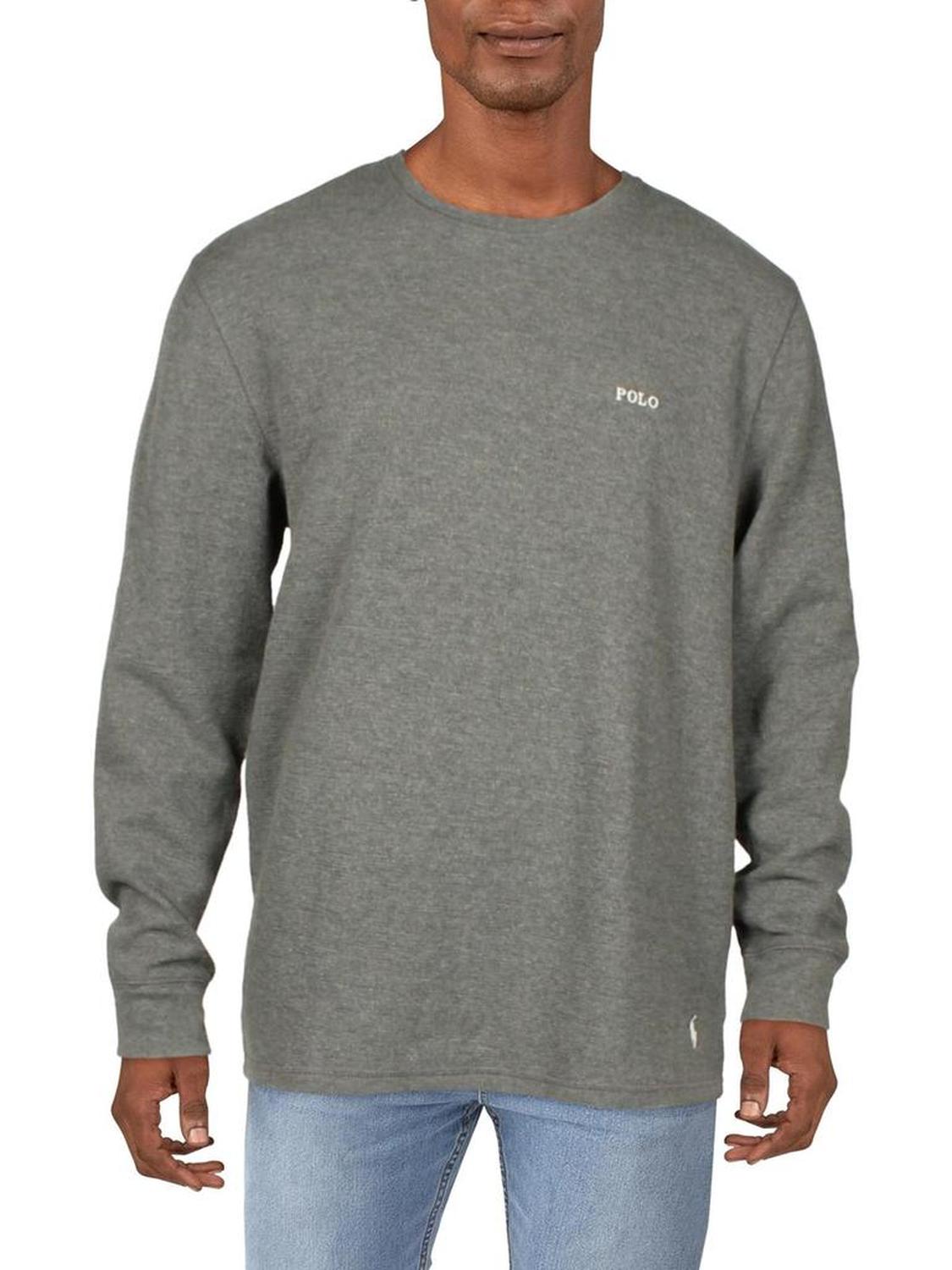 Mens Waffle-Knit Logo Crewneck Sweater