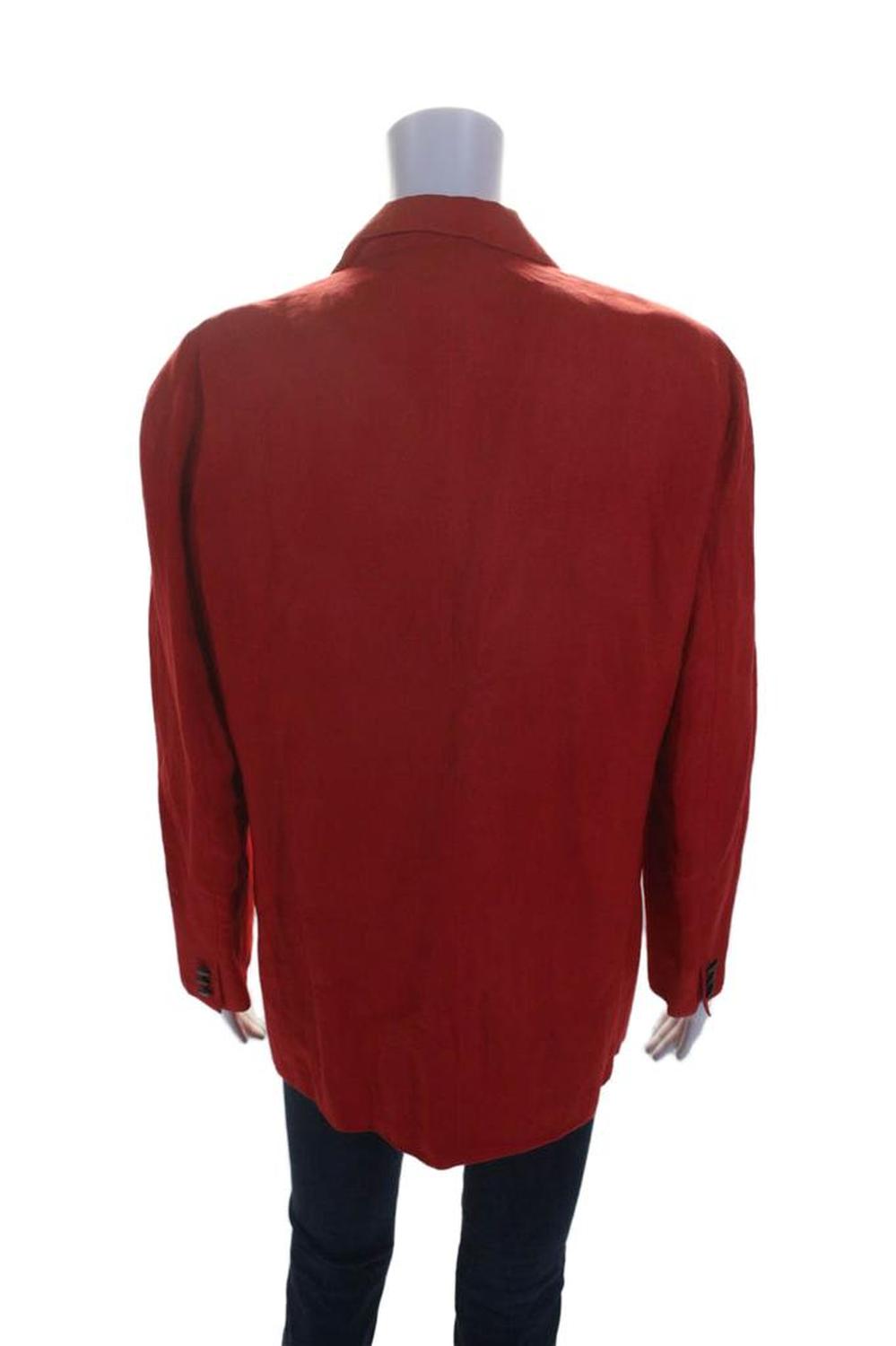 Max Mara Womens Linen Long Sleeves Single Button Blazer Jacket Red