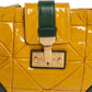 Marc Jacobs Mustard Yellow/green Patent Leather And Leather Shoulder Bag