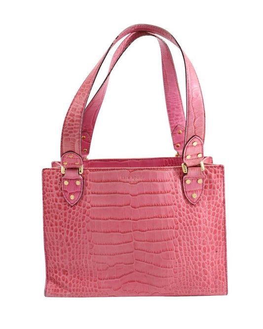 Kate Spade Crocodile Embossed Bag in Pink Leather