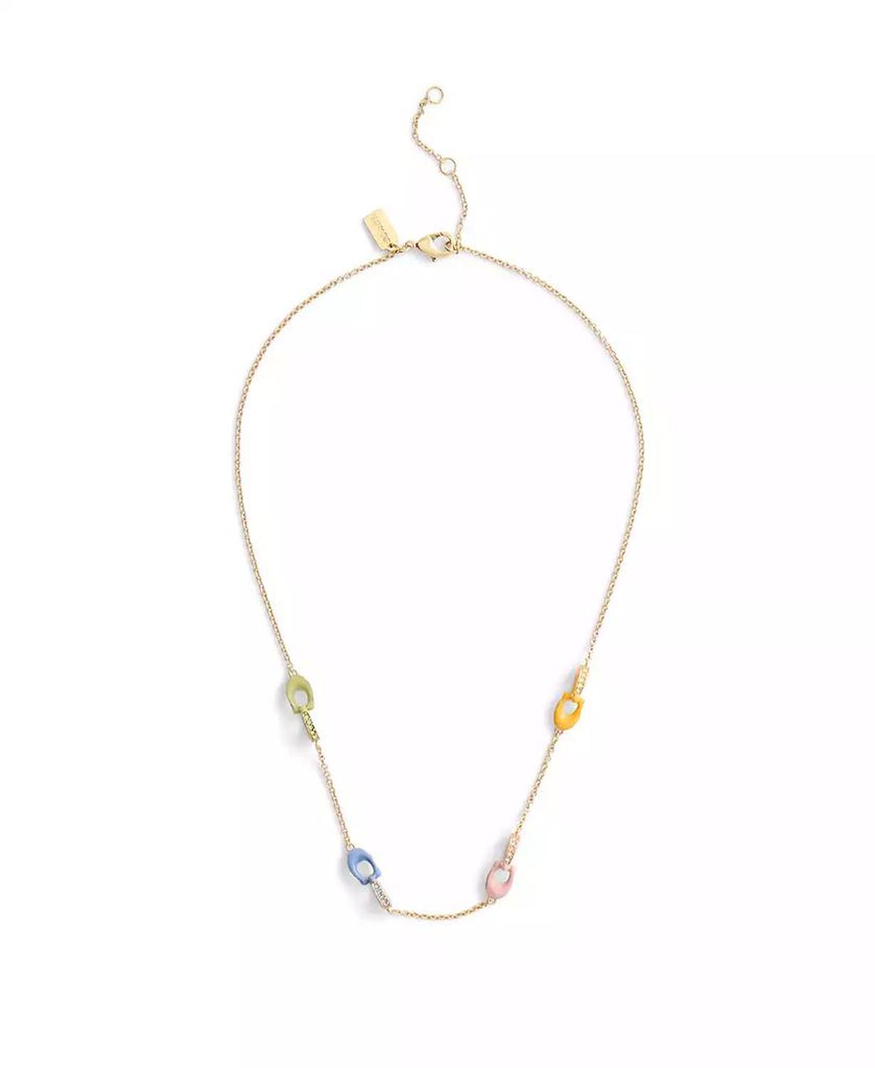 Faux Stone Signature Pavé C Strand Necklace