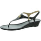 Womens Leather Thong Wedge Sandals