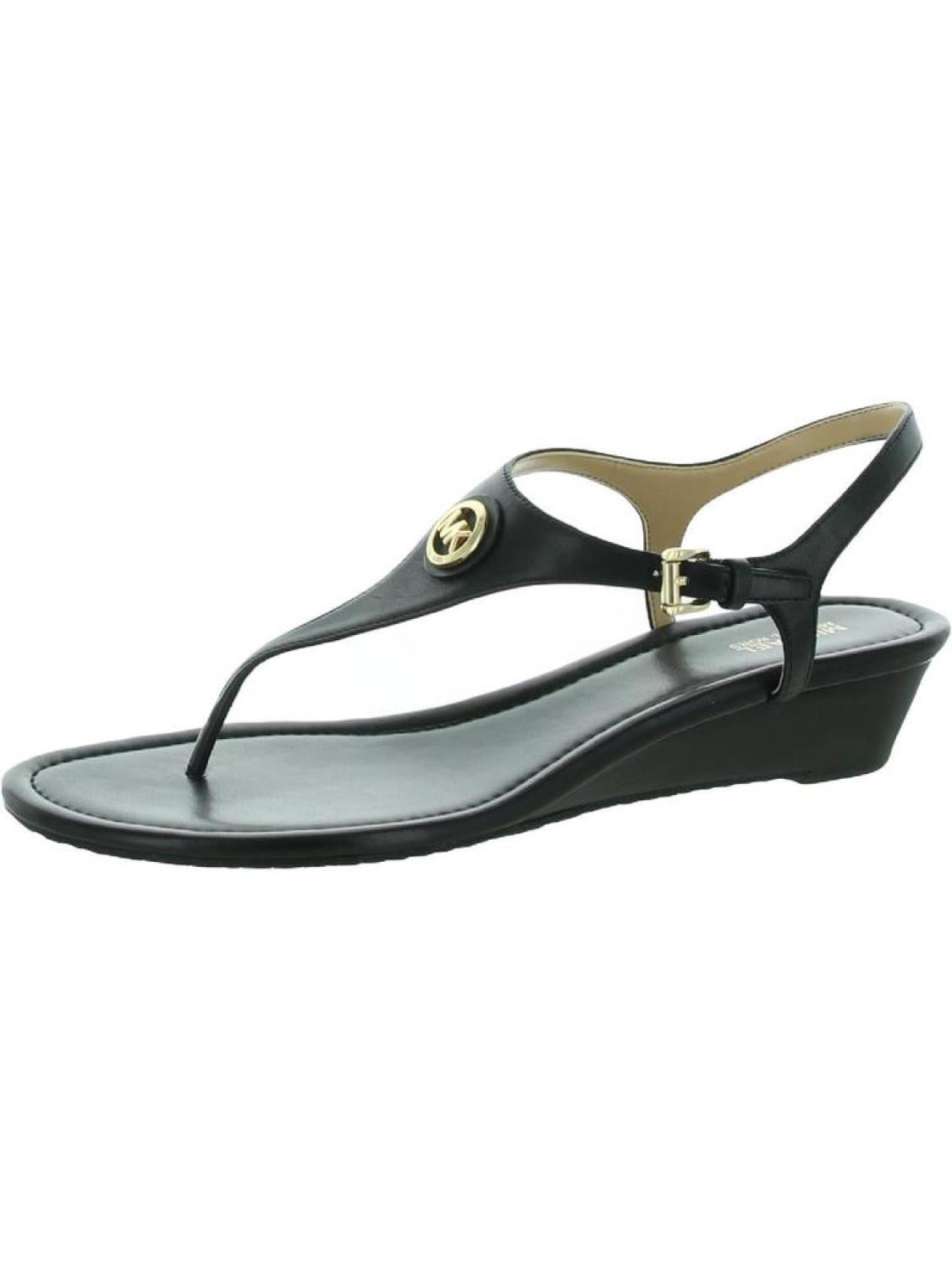 Womens Leather Thong Wedge Sandals