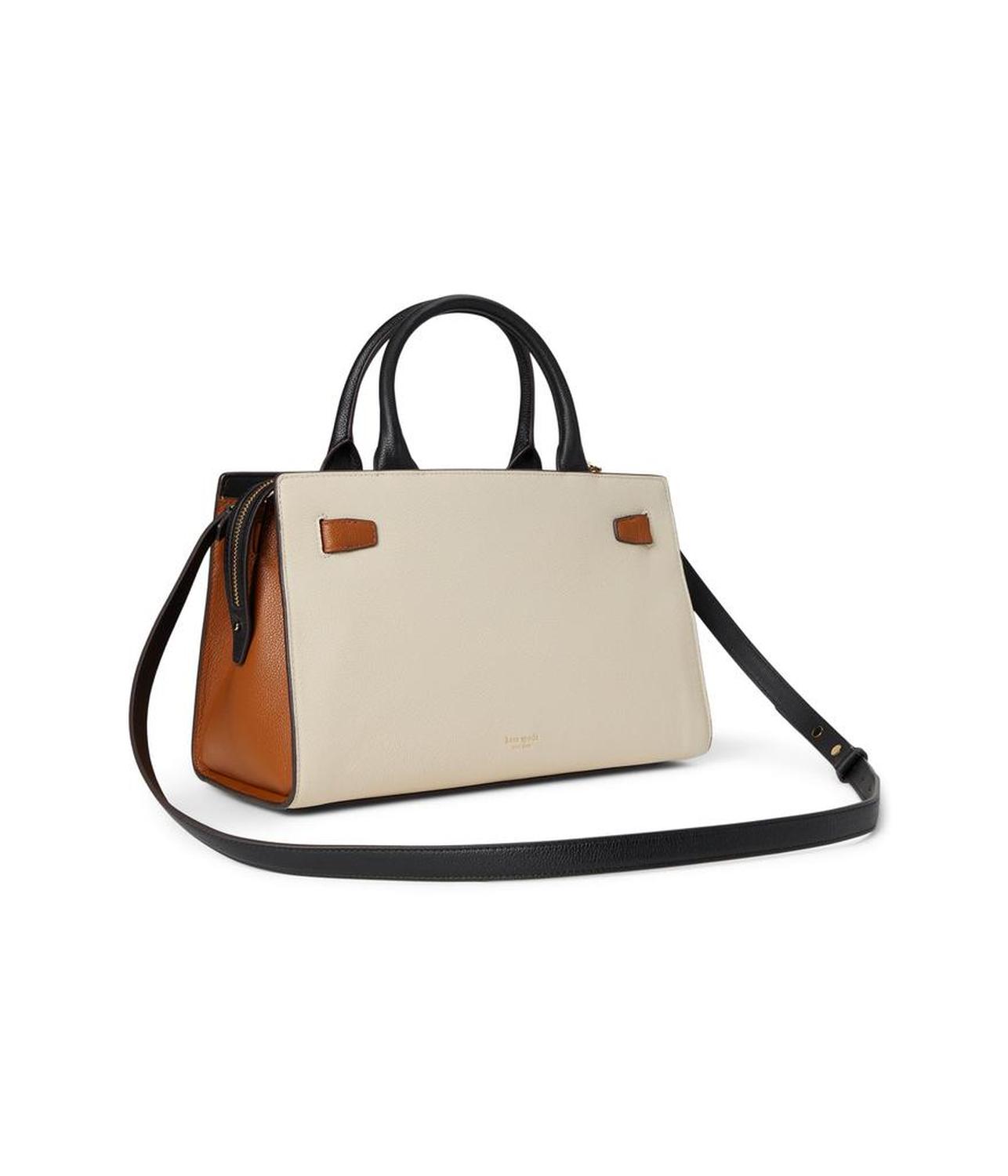 Tribeca Colorblocked Pebbled Leather Satchel