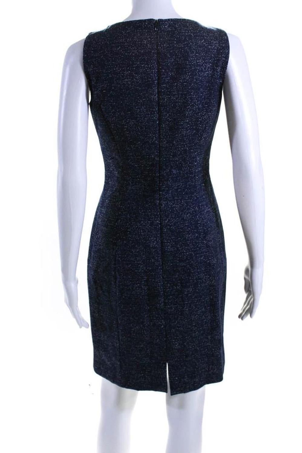 Michael Kors Collection Womens Back Zip Square Neck Speckled Dress Blue