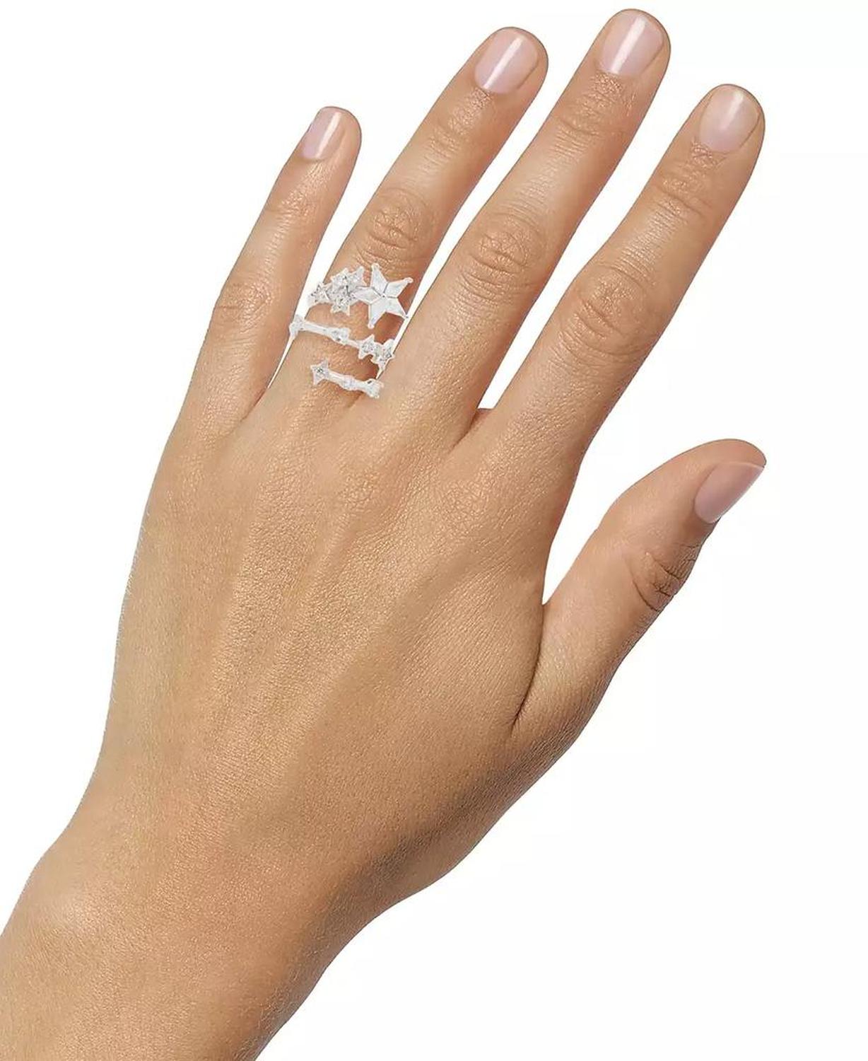 Silver-Tone Cubic Zirconia Star Wrap Ring