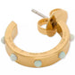 Gold-Tone Imitation Opal Huggie Hoop Earrings, 0.625"