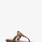 Aubrey Cutout Signature Logo and Leather T-Strap Sandal