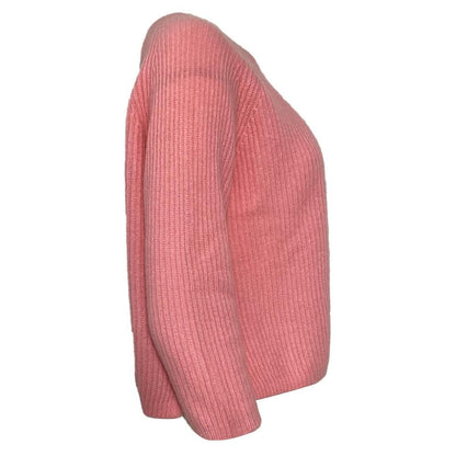 Weekend Knitted Crewneck Sweater in Pink Wool