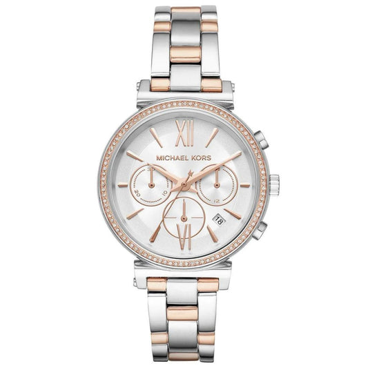 Michael Kors Sofie MK6558 Women's Silver & Rose-Gold Chronograph 39mm Watch